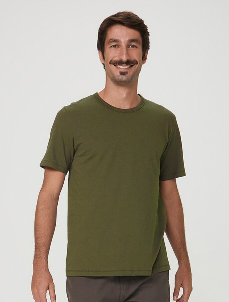 CAMISETAS BÁSICAS MANGA CORTA SLIM VERDE OSCURO