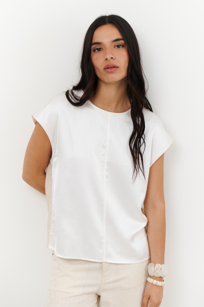 BLUSA LINO SATEN BLANCO