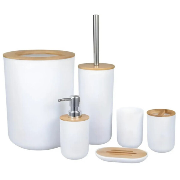 Set De Baño De Bambú BLANCO