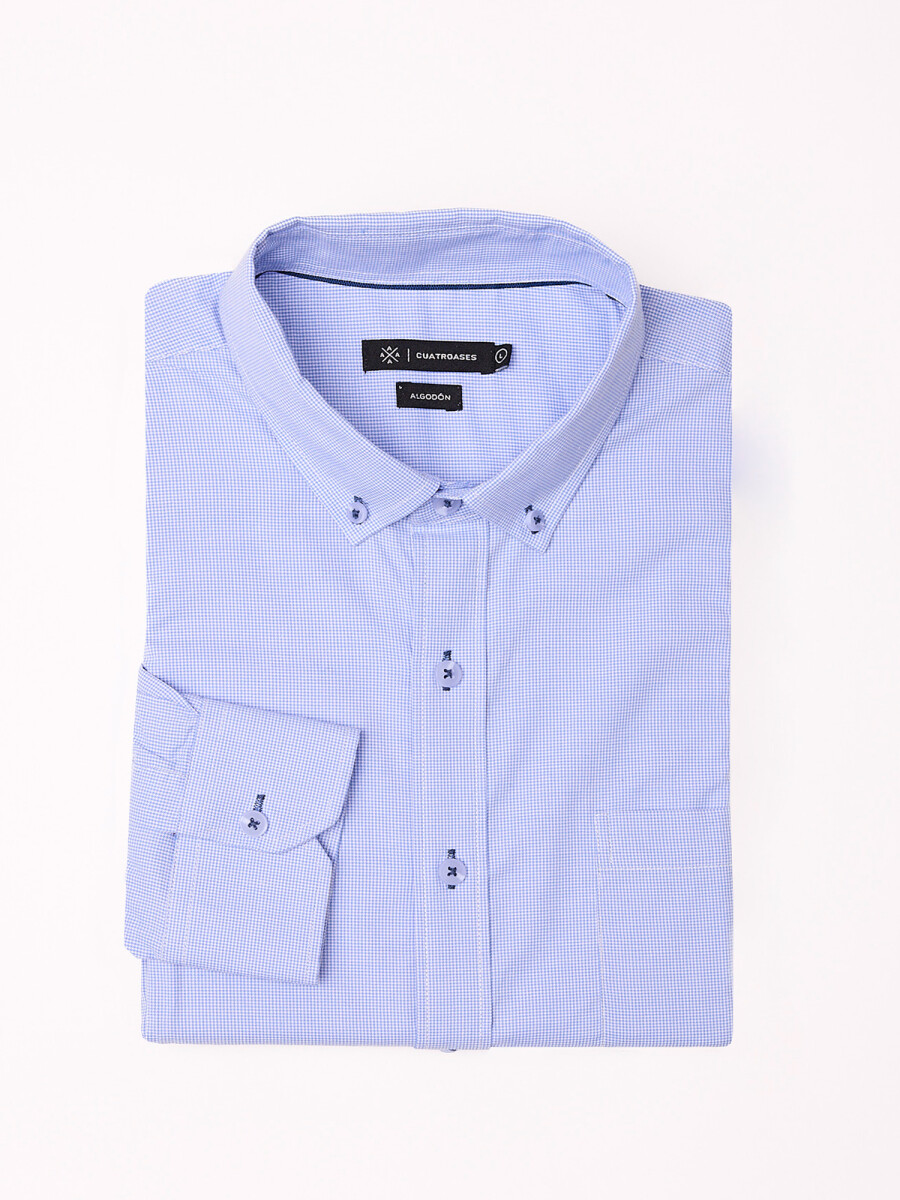 Camisa m/l micro pie de pulle - azul 