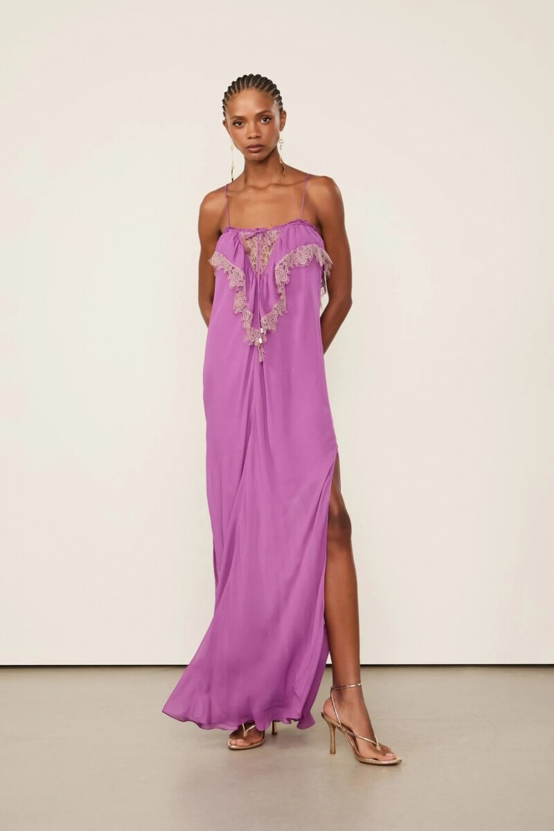 VESTIDO LARGO JABOT Violeta
