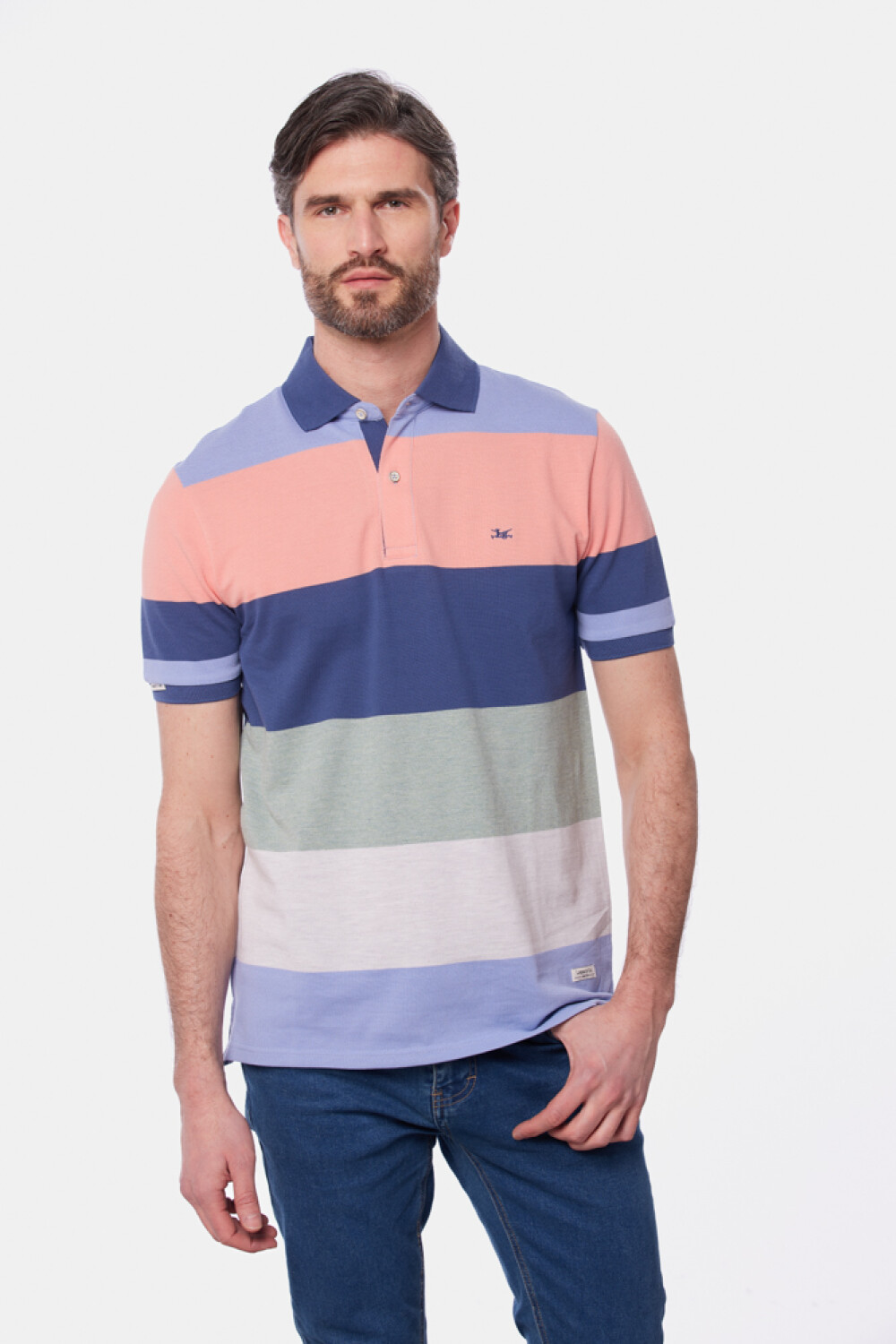 REMERA POLO RAYADA Azul