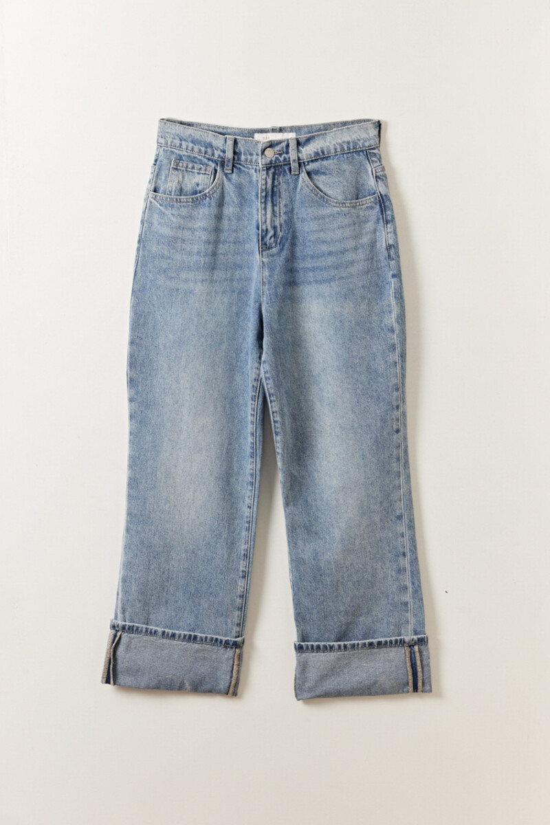 Pantalón jean bajo doblado Azul