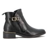 Comfortflex Bota Caña Baja Con Hebilla Taco Bajo Y Detalle En Talon Negro-negro