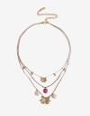 Collares Cortos Piedra Collar Corto Mariposa Y Piedra - Dorado Oro Cepillado Mate