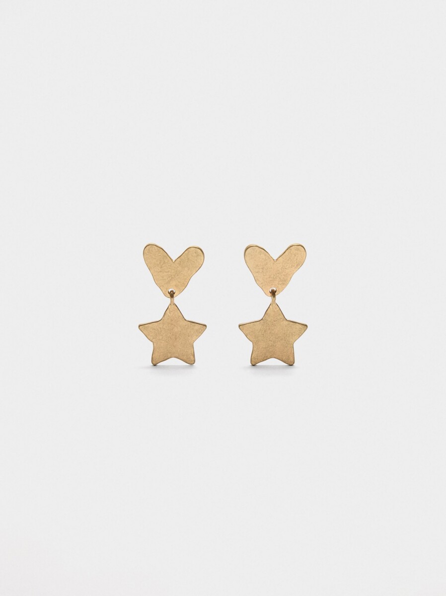 Pendientes De Corazón Y Estrella - dorado 