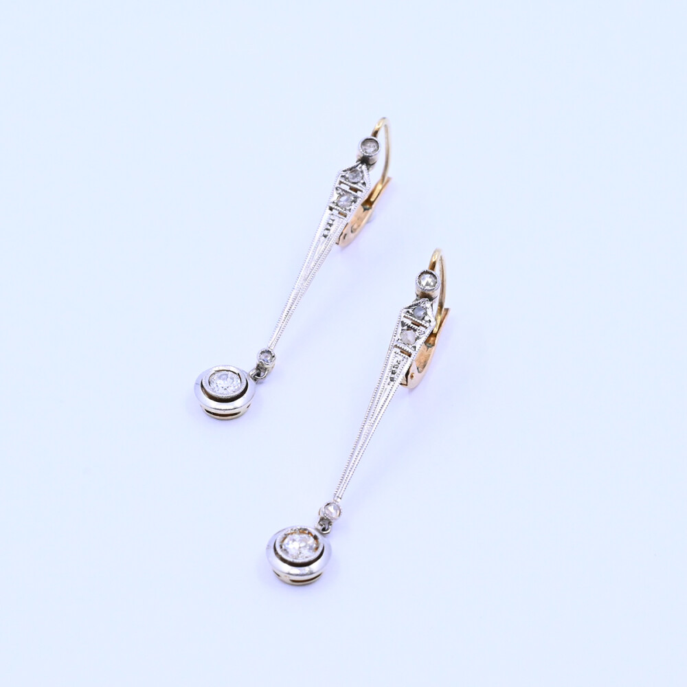 Caravanas oro 18k antiguas con brillantes y diamantes. Caravanas oro 18k antiguas con brillantes y diamantes.