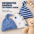 Gorro Para Bebé Recién Nacido x3 100% Algodón Con Nudo Azul 1