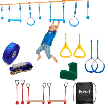Set Tirolesa Linga 15mts Hamaca Cuerda + Accesorios Set Tirolesa Linga 15mts Hamaca Cuerda + Accesorios