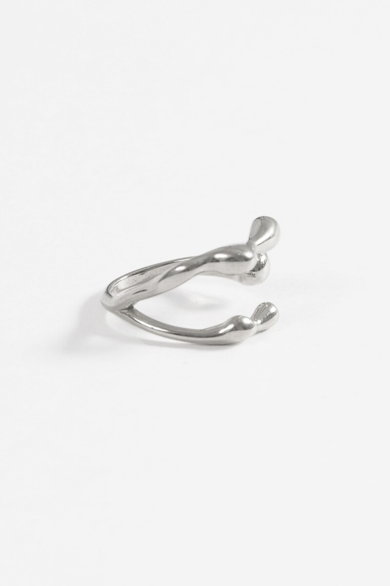 Anillo acero ajustable gota plateado