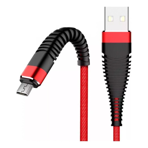 Cable Cargador Micro Usb Malla Super Reforzado Treqa 1 Metro Variante Color Rojo