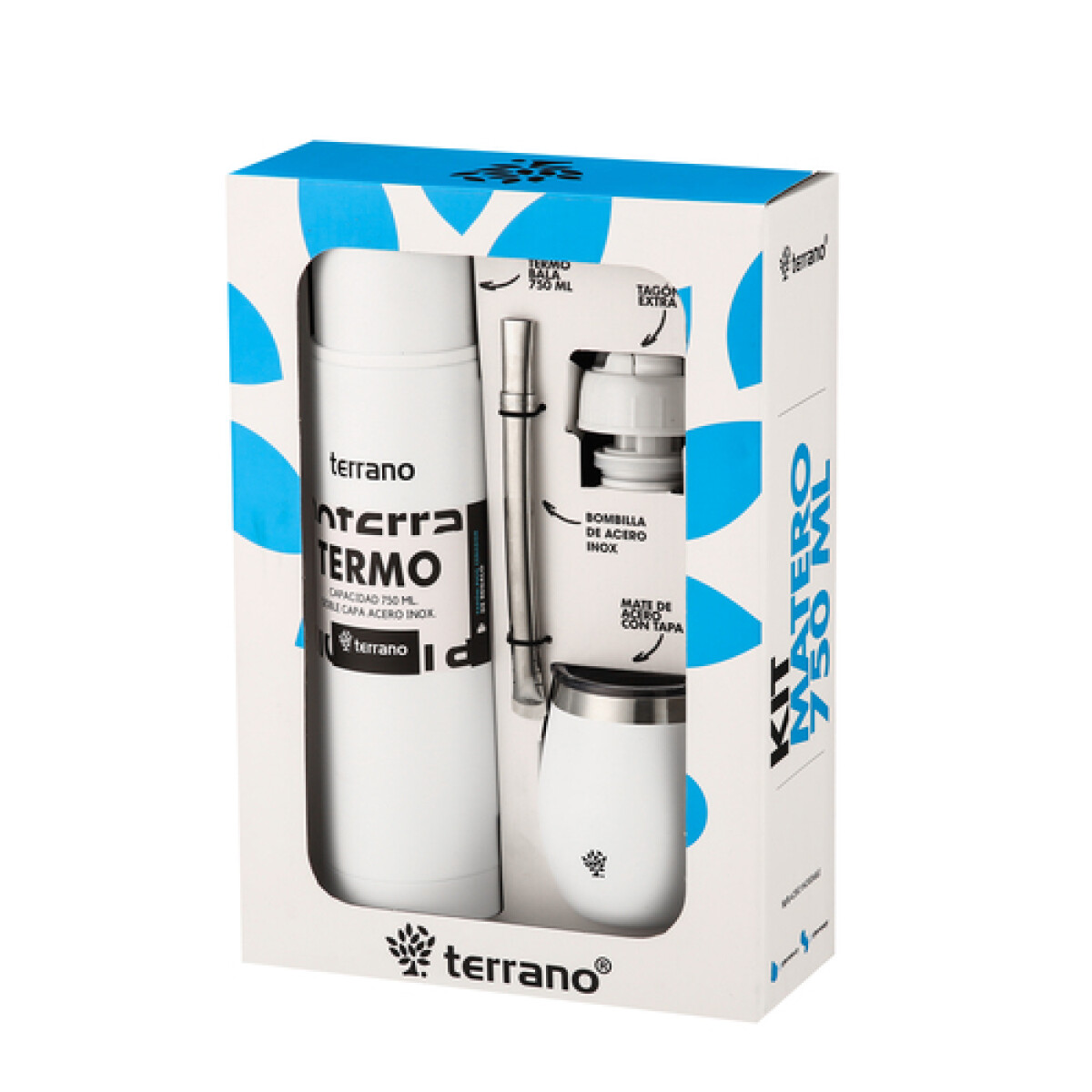 Kit Termo Bala + Mate con bombilla - Blanco 