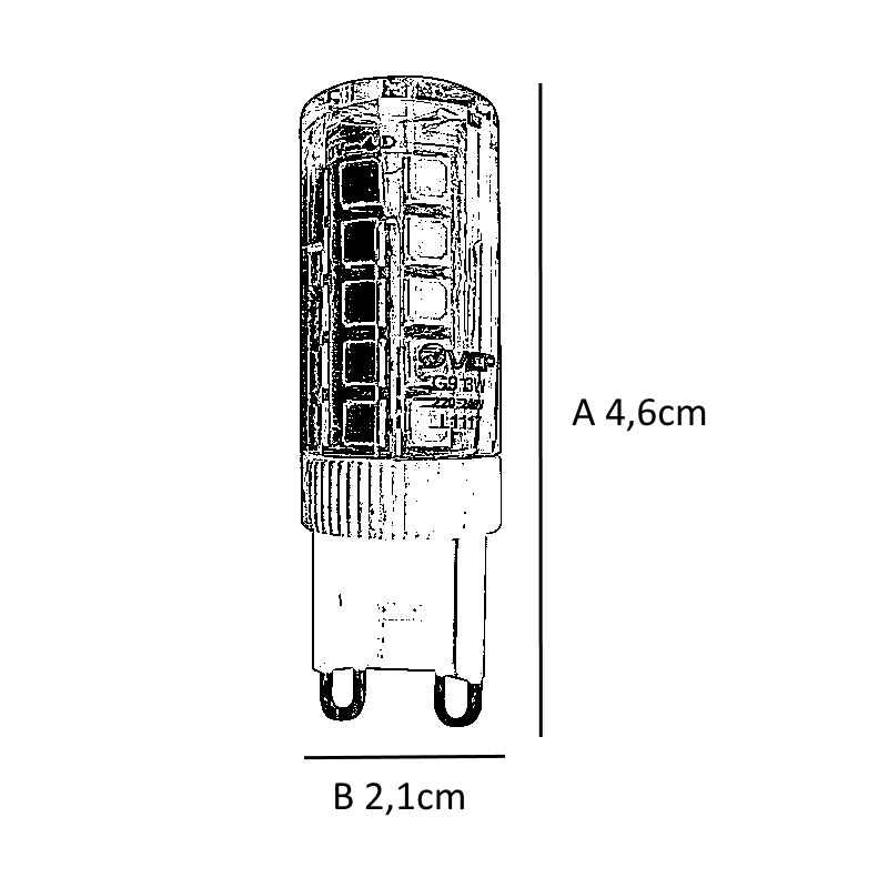 LAMPARA LED BIPIN 3W 3000K 220-240V  G9 NO DIMMERIZABLE LAMPARA LED BIPIN 3W 3000K 220-240V  G9 NO DIMMERIZABLE