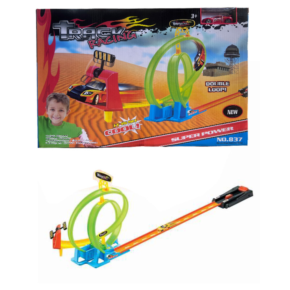 Pista de auto c/lanzador c/2 vueltas c/ Auto en Caja 44* - Pista De Auto C/lanzador C/2 Vueltas C/ Auto En Caja 44* 