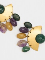 Pendientes Abanico Con Piedras multicolor