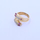 Anillo oro 18k con rubíes navette y brillantes. Anillo oro 18k con rubíes navette y brillantes.
