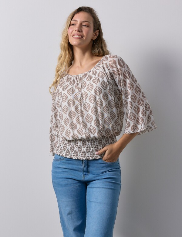 Blusa Frunce MULTI/BEIGE