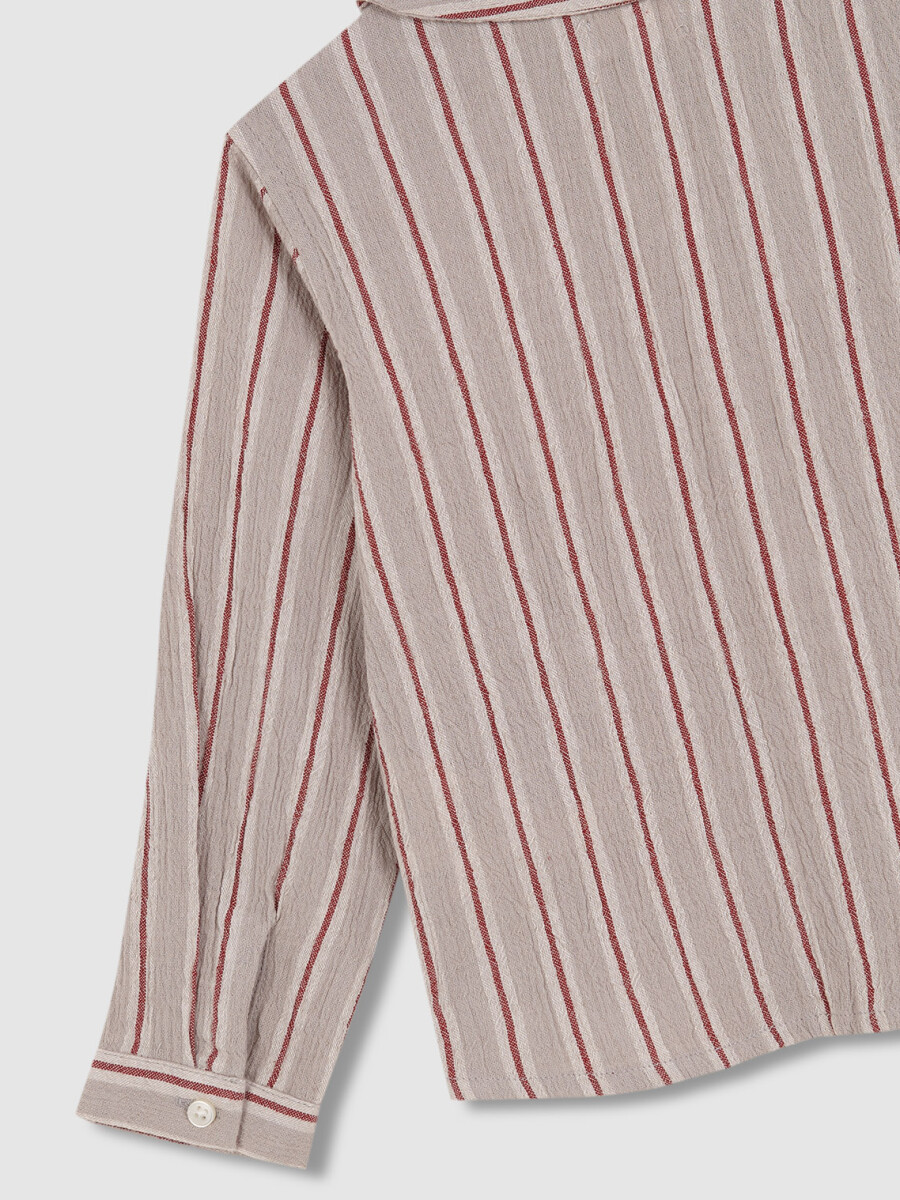 Camisa De Rayas Gris Claro