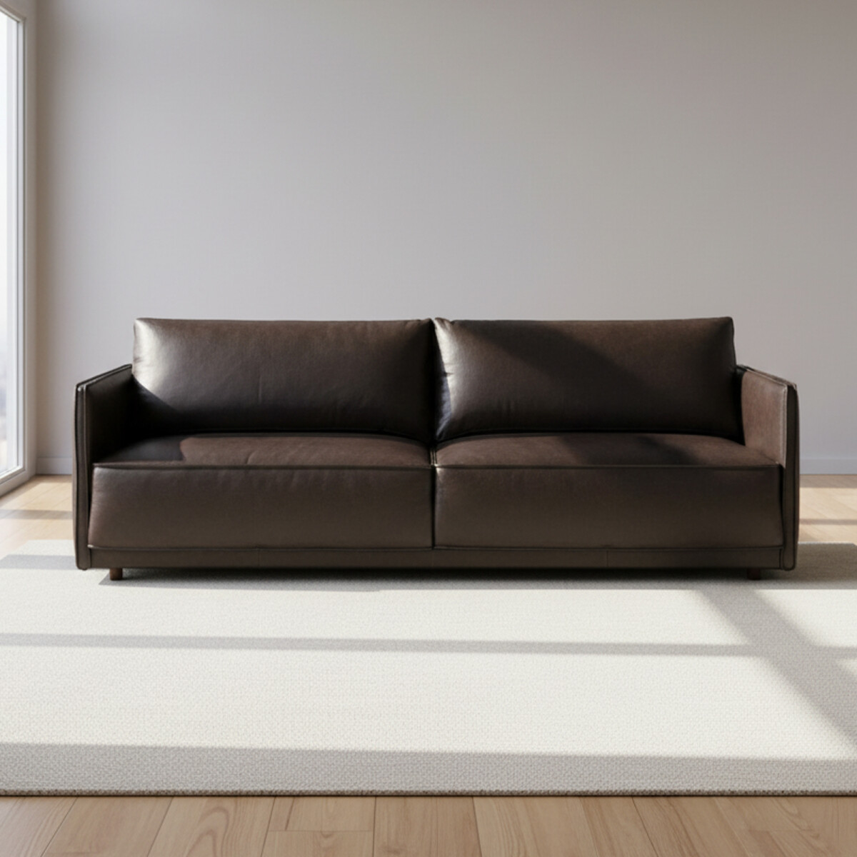 SILLÓN - 3 CUERPOS CUERO-100-NATURAL NEGRO ROMEO 