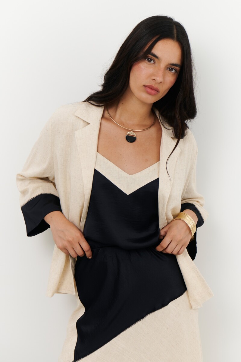 CHAQUETA LINO SATEN NEGRO
