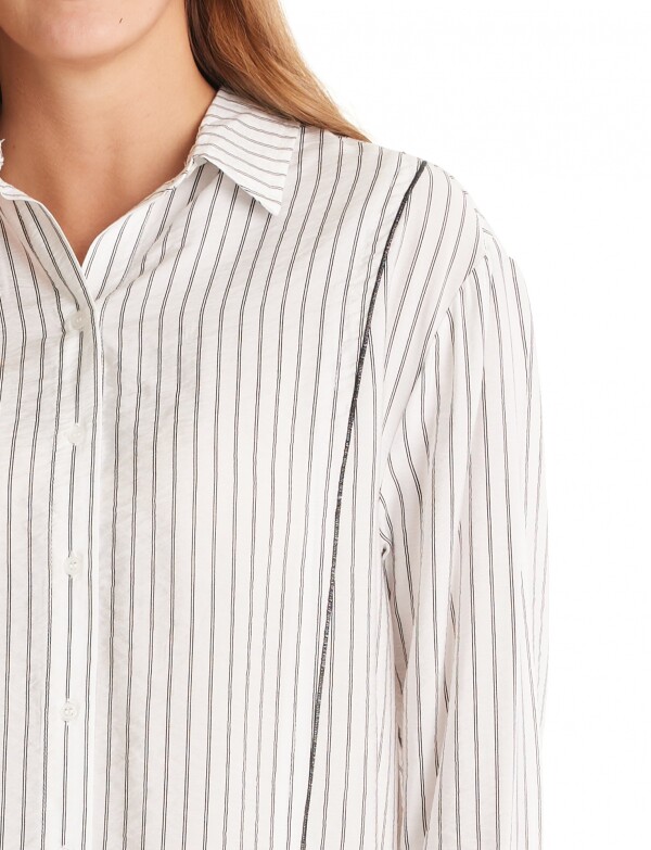 Camisa Lineas Pespunte BLANCO/NEGRO