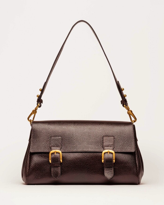 Hombro Elise Snake Bitono Red Tabaco