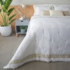 Acolchado 2 Plazas 250x250 Finezza 400 hilos - Pilar Blanco y Beige