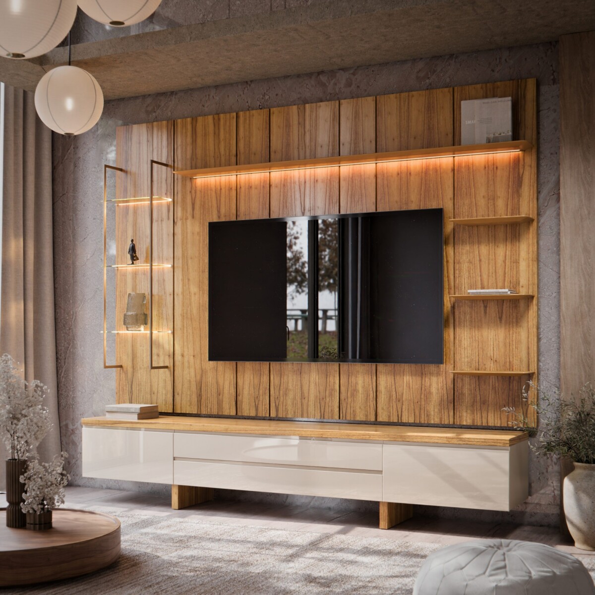 Rack de TV SUD 2.6 - Linea Manhattan - Gianduia / Cinamomo 