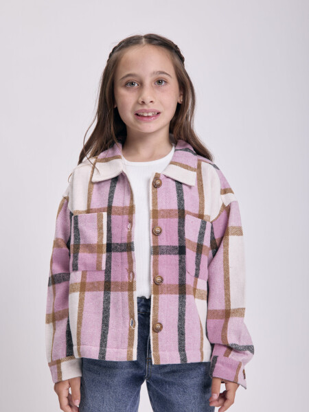 Sobrecamisa estampa cuadros Rosa