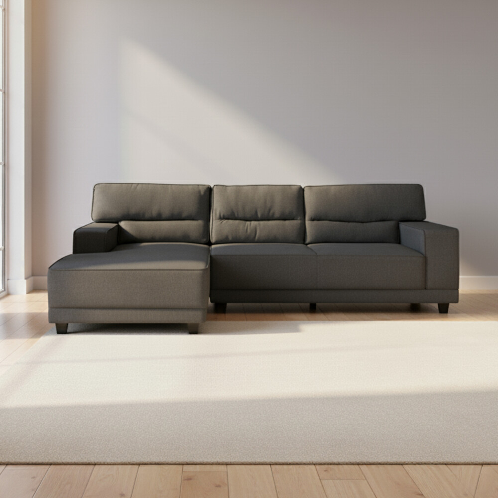 SOFÁ C/CHAISE GRIS TELA EXCELENCE IZQ