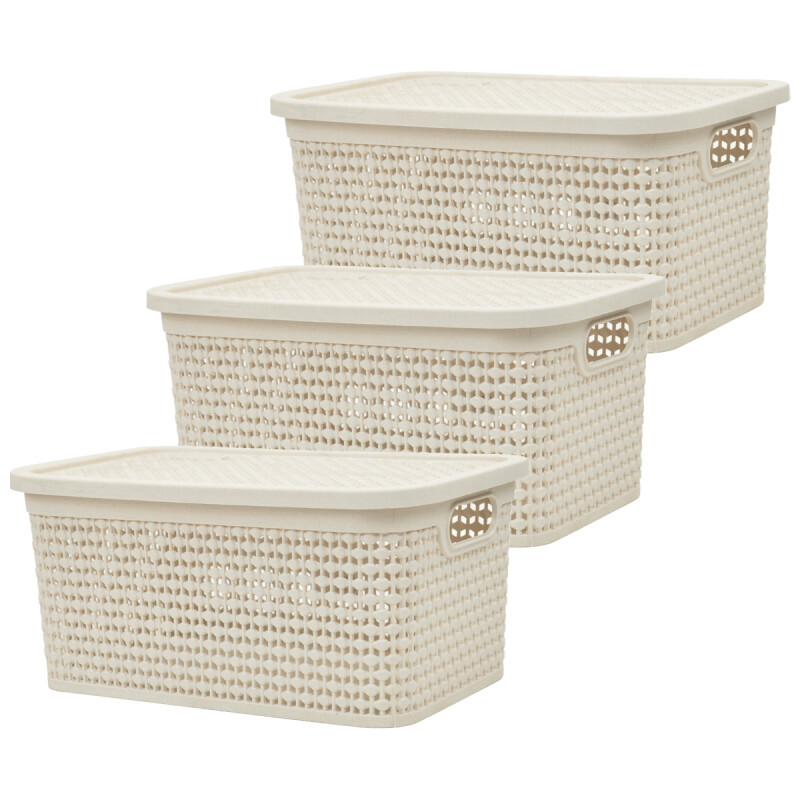 Set x3 Caja simil ratán 4 lts BEIGE