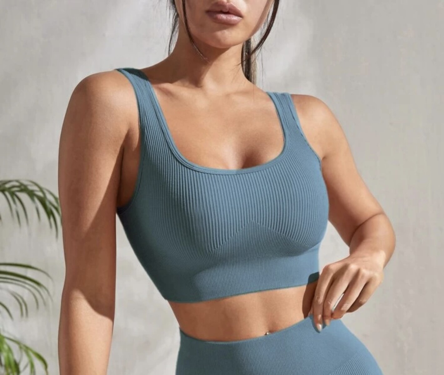 Top en lycra acanalada - Azul 