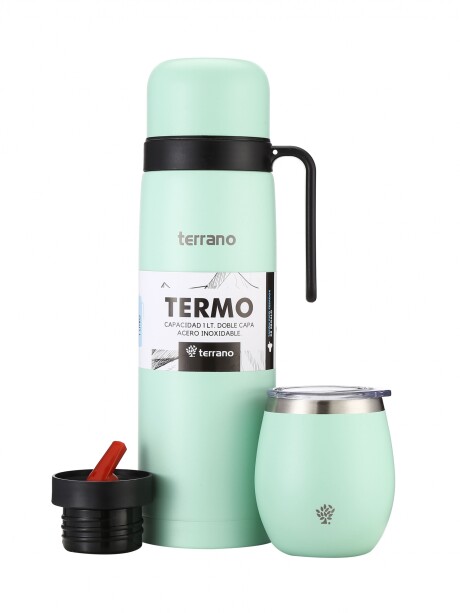Kit Termo Manija Rigida + Mate con Tapa Verde Agua
