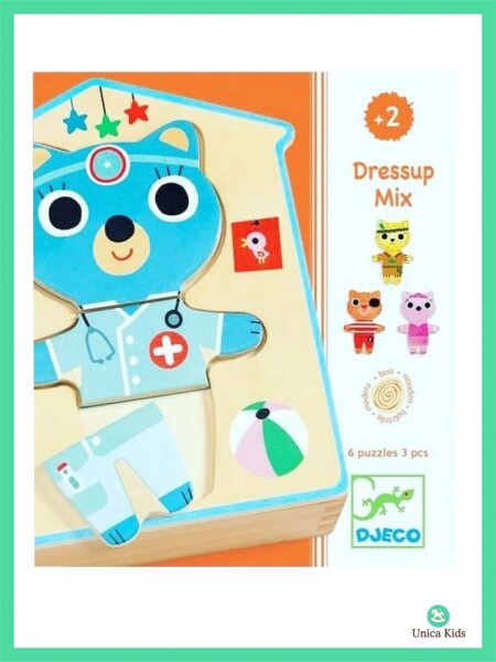 PUZZLE DE MADERA DRESSUP MIX DJECO UNICO