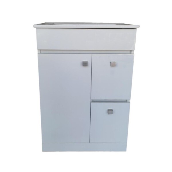 MUEBLE DE BAÑO 60 CM 2 CAJONES 1 PUERTA CON MESADA DE LOZA - BLANCO BRILLANTE MUEBLE DE BAÑO 60 CM 2 CAJONES 1 PUERTA CON MESADA DE LOZA - BLANCO BRILLANTE