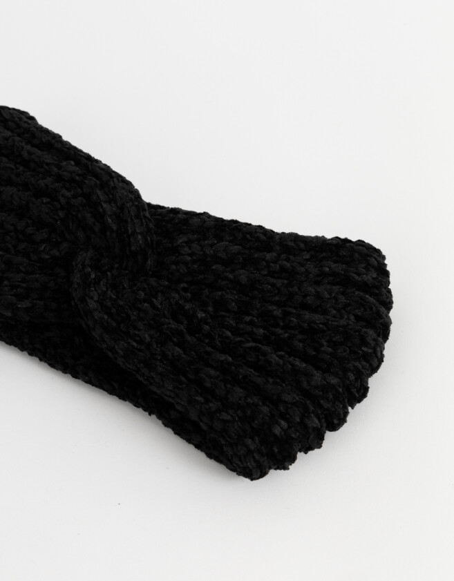 Vinchas Textiles Tejida Vincha Textil Con Nudo - Negro