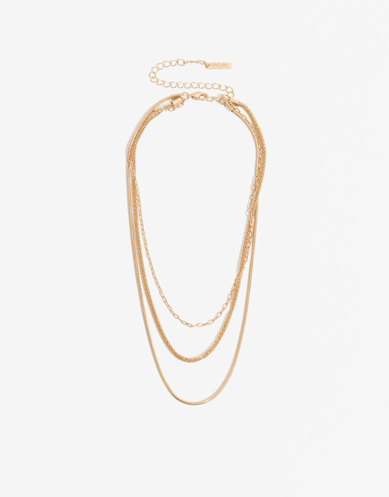 Collares Cortos Metal Collar Multicadenas - Dorado