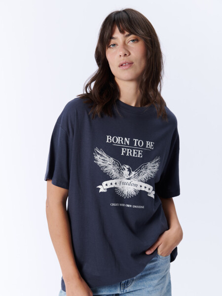 Remera oversize Estampa águila Gris Oscuro