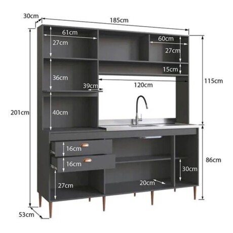 COCINA COMPACTA 1.85 GRAFITO INTENSO ARTECAS DIVA COCINA COMPACTA 1.85 GRAFITO INTENSO ARTECAS DIVA