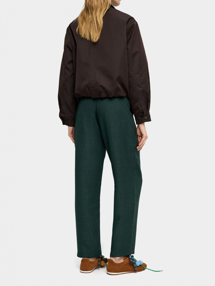 Pantalones Con Efecto Arrugado verde