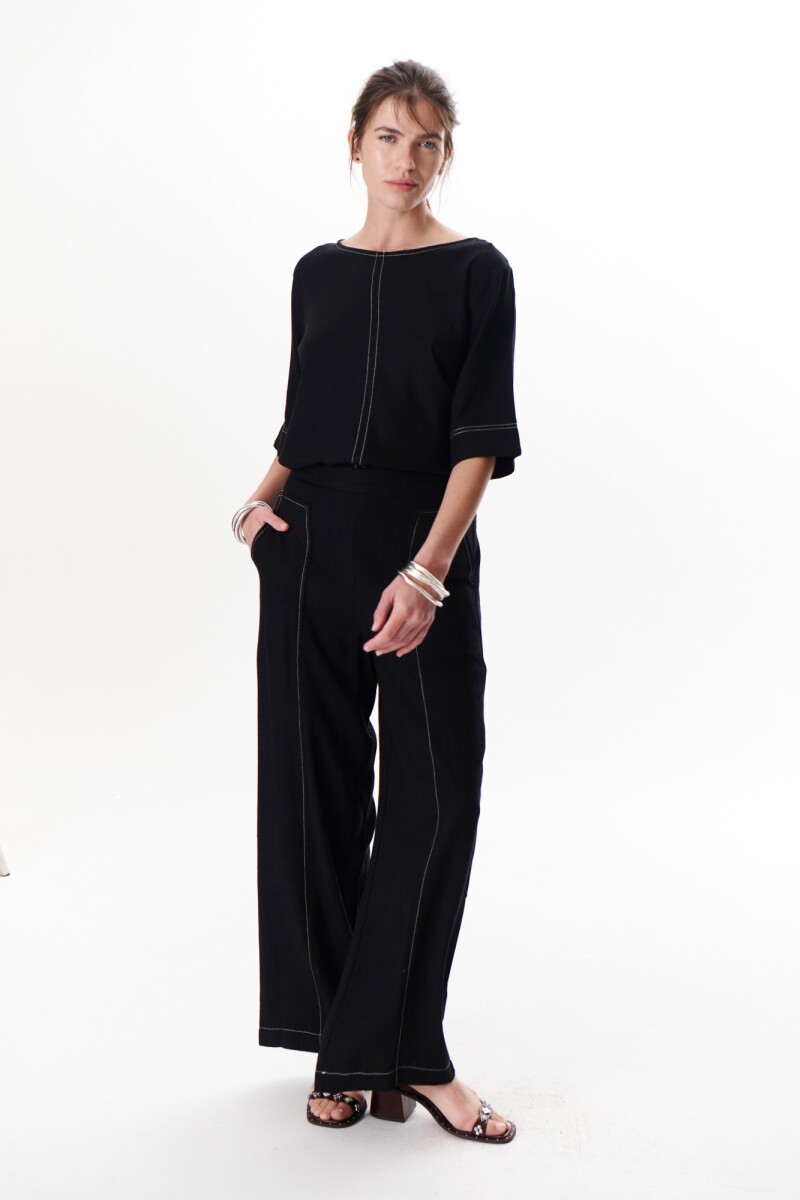 PANTALON LINO POCKET NEGRO
