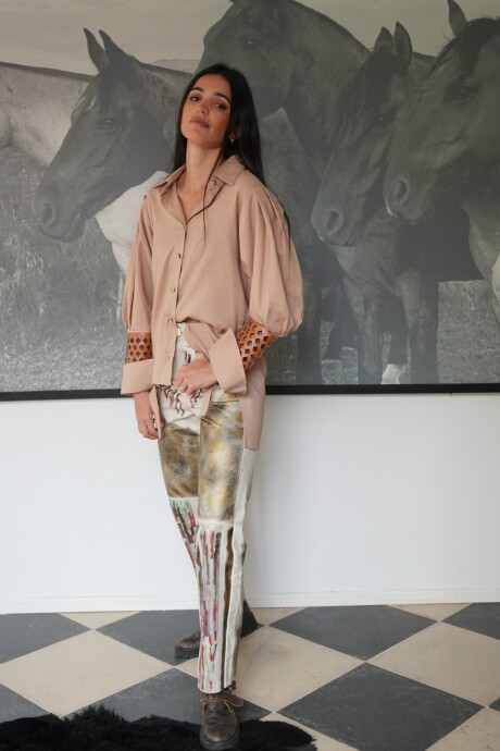 Camisa Puño Lino Beige