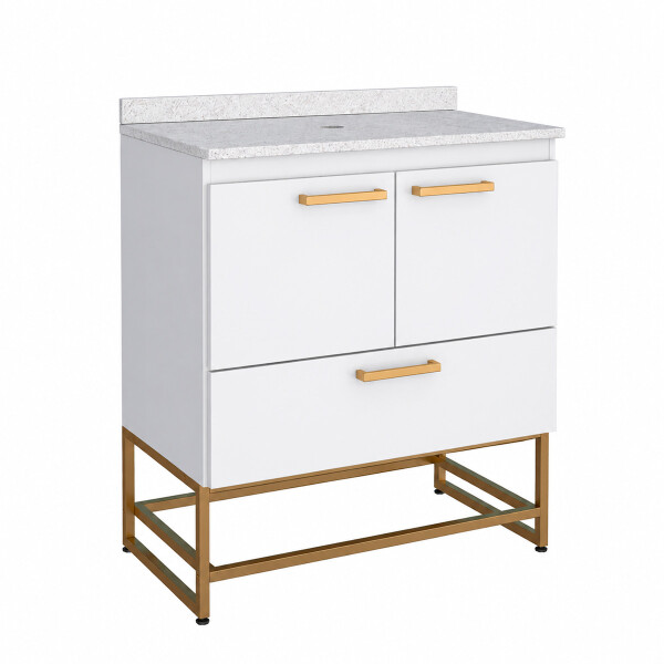 MUEBLE BAÑO EN MADERA CON PATAS SUEZ BLANCO + ENCIMERA SIN BACHA Mueble Baño En Madera Con Patas Suez Blanco + Encimera Sin Bacha
