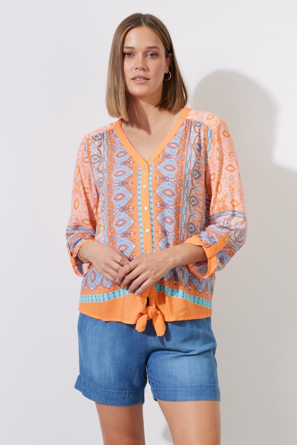 Blusa Shibori ANARANJADO/MULTI