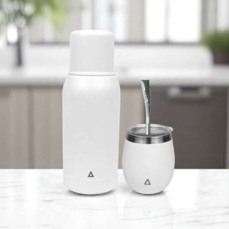 Kit Matero Blanco, Termo 750ml, Mate y Bombilla. Sc