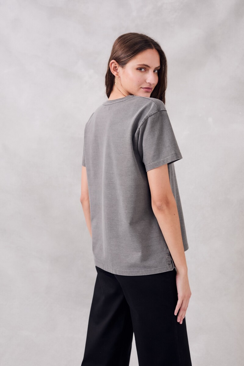 Remeron Oversize Algodon Lavado Gris Oscuro