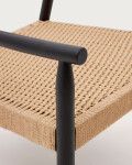 Butaca Yalia de madera maciza roble FSC 100% acabado negro y asiento de cuerda de papel
