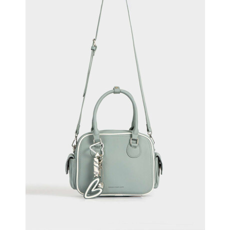Cartera Bowling Con Charm Gris Claro