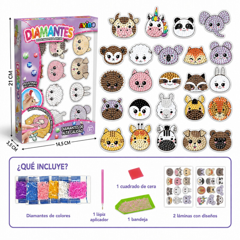 Set Creativo de Stickers Diamantes Animales