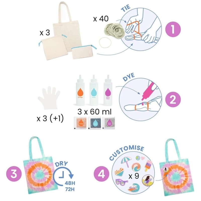 Kit de teñido anudado para hacer uno mismo Djeco Kit de teñido anudado para hacer uno mismo Djeco